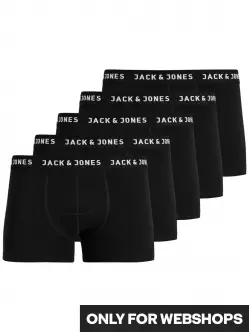 Jack & Jones 5pak underbukser/boksershorts i klassisk sort til herre Sort XL