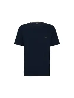 BOSS T-shirt med bomuld & kontrasterende logo i navy til herre M Navy