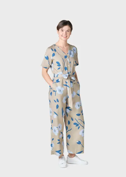 Klitmøller Collective - Marna print jumpsuit  - Sand/light blue flowers - XXL