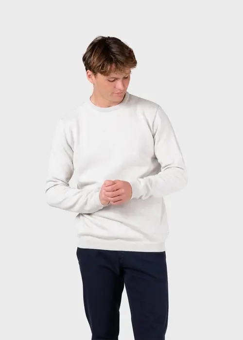 Klitmøller Collective - Mens basic cotton knit - Cream melange - XXXL