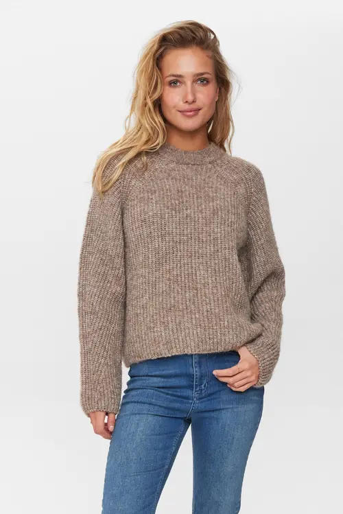 Nümph - NUZINDI PULLOVER - Fossil Melange - L - Brun - Knit