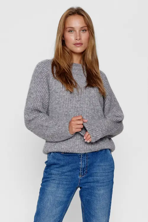 Nümph - NUZINDI PULLOVER - Storm Front Melange - XS - Grå - Knit