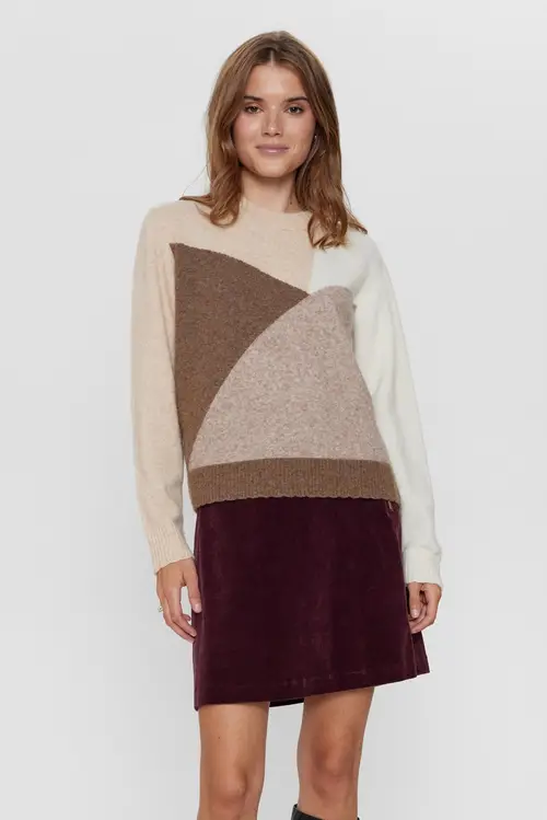 Nümph - NURIETTE MIX PULLOVER - Sesame Melange - XS/S - Brun - Knit