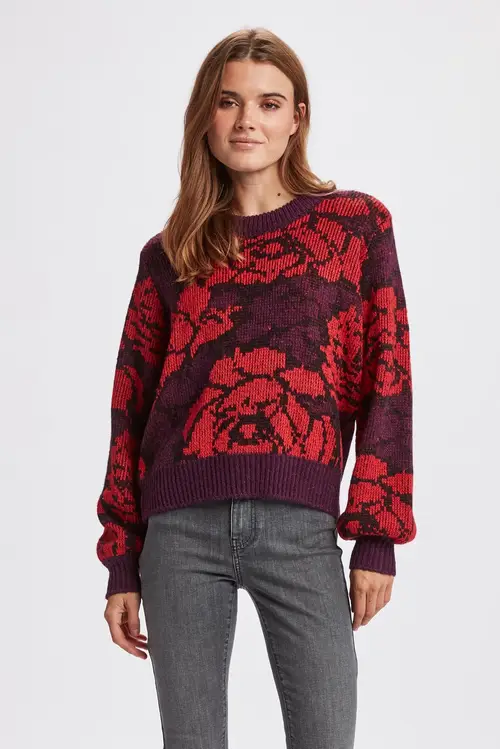 Nümph - NUROSEY PULLOVER - Flame Scarlet - L - Rød - Knit