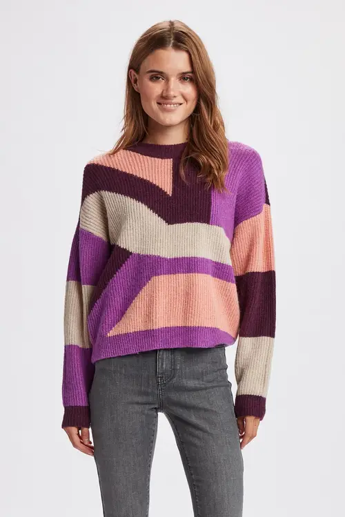 Nümph - NUNINA PULLOVER BF - Winter Bloom - XXL - Lilla - Knit