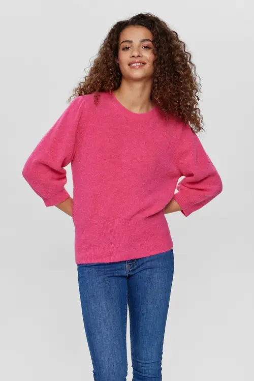 Nümph - NURIETTA SS PULLOVER - Raspberry Sorbet - S - Rød - Knit