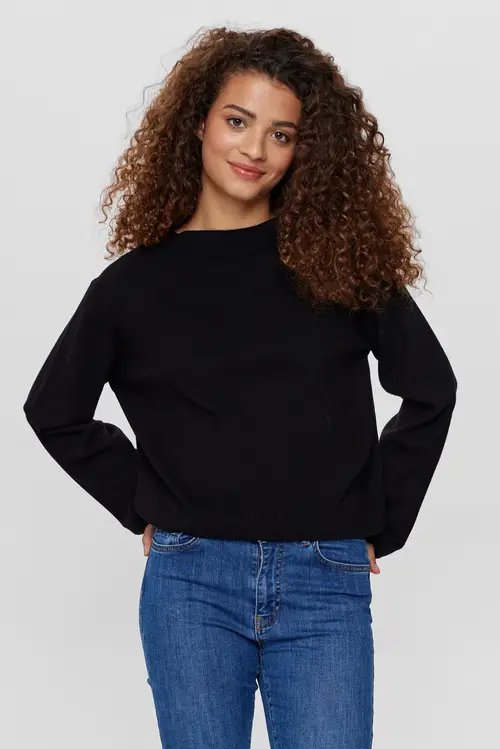 Nümph - NUCARMA CROP PULLOVER - Caviar - XL - Sort - Knit