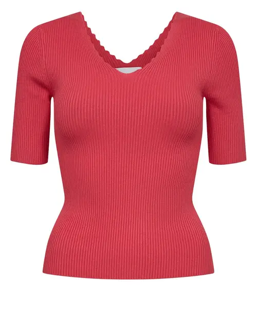 Nümph - NUAYELET SS PULLOVER CROPPED - Teaberry - XS - Rød - Knit