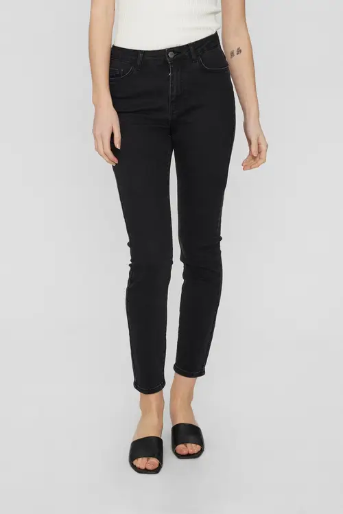 Nümph - NUSIDNEY CROPPED BLACK - Pirate Black - 32 - Grå - Jeans