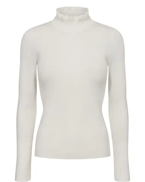 Nümph - NUSIDANU HIGHNECK PULLOVER - Cloud Dancer - XL - Lyseblå - Knit