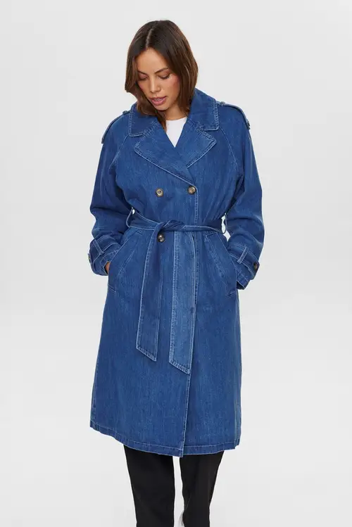 Nümph - NUDEMINA COAT - Medium Blue Denim - 34 - Blå - Jackets & Coats