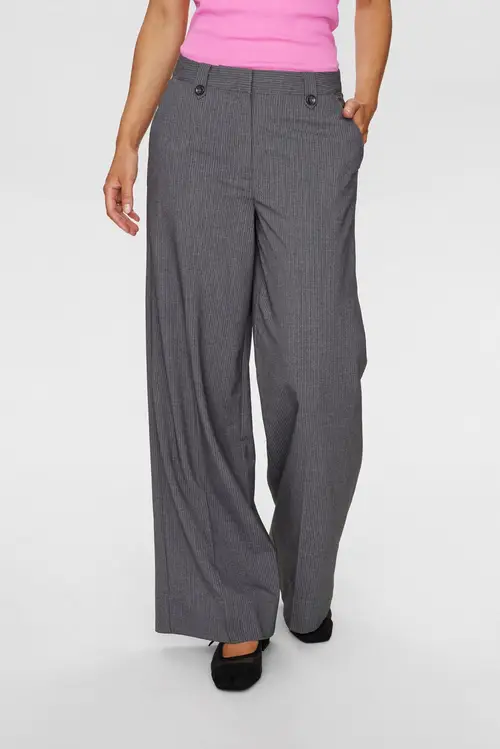 Nümph - NUJOSEPHINE PANTS - Medium Grey mel - 38 - Grå - Pants