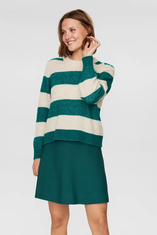 Nümph - NURIETTE BIG STRIPE PULLOVER - Botanical Garden - XS/S - Grøn - Knit