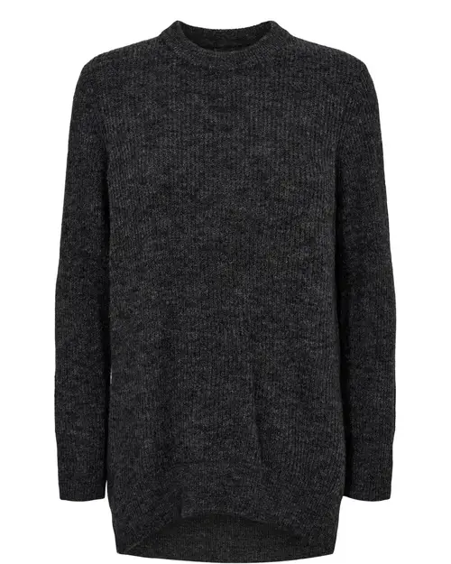 Nümph - NURIETTE RIB PULLOVER - Dark grey mel - XS/S - Grå - Knit