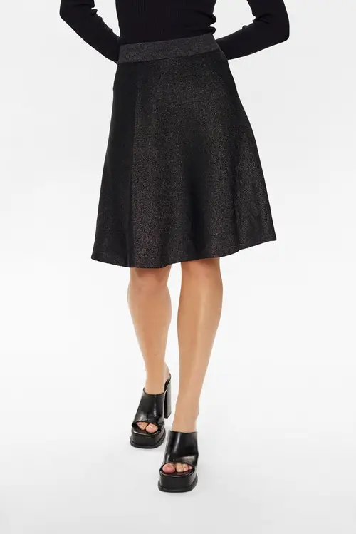 Nümph - NULILLY PILLY LUREX SKIRT - Caviar - XXL - Sort - Skirts