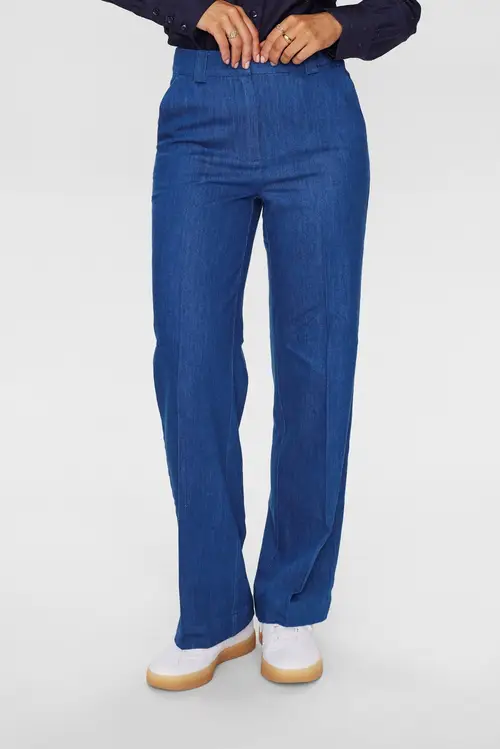 Nümph - NUALETTA PANTS - Med. Blue Washed Denim - 34 - Blå - Pants