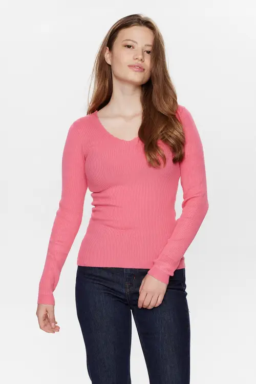 Nümph - NUAYELET L/S PULLOVER - Camellia Rose - XS - Rød - Knit