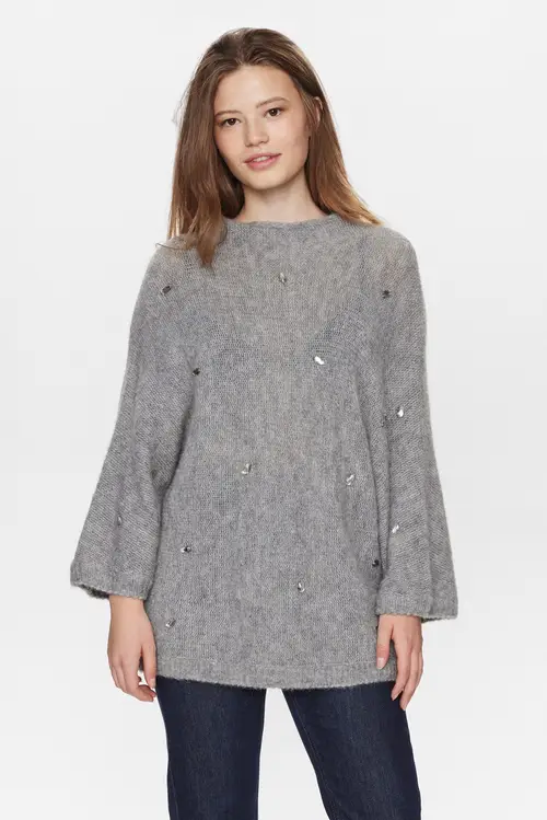 Nümph - NUSAIDANI PULLOVER - Medium Grey mel - M/L - Grå - Knit