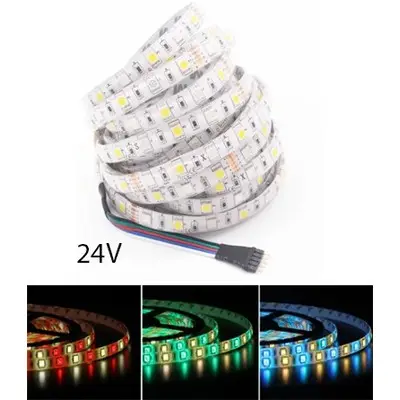 12W/m RGB+CW LED strip - 5 meter, IP65, 60 LED pr. meter, 24V