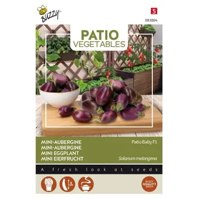 Mini-Aubergine frø - Patio Baby F1, 6 frø