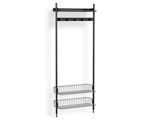 HAY Pier System 1051 1 Column - black steel/ chrome shelf