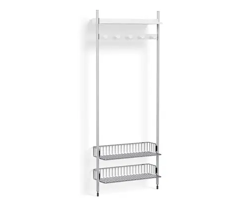 HAY Pier System 1051 1 Column - White steel/clear anodised - chrome shelf