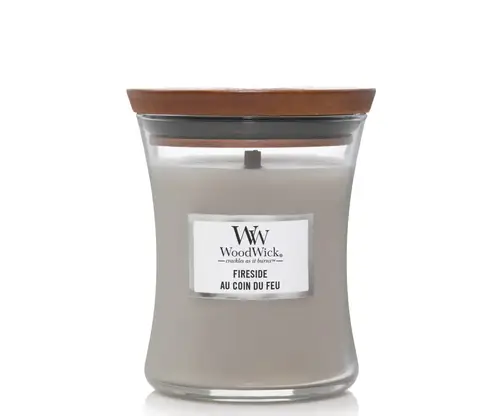 Woodwick Medium Hourglass duftlys - fireside