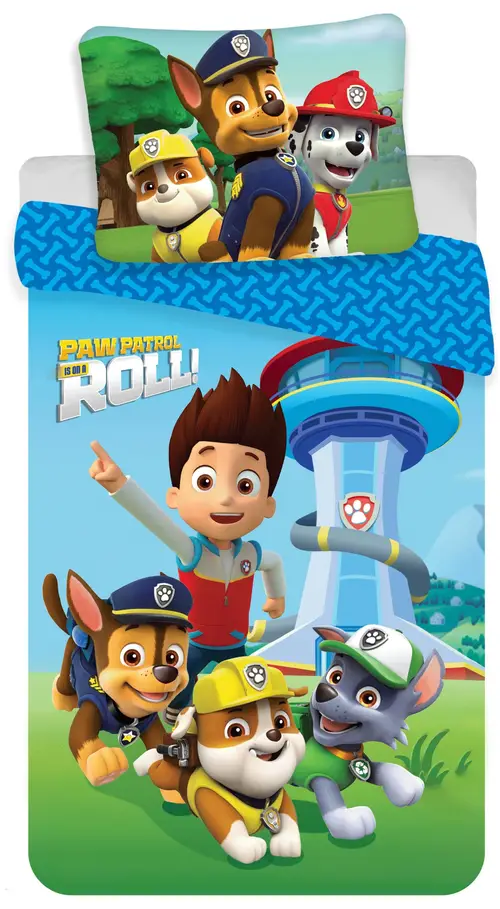 Paw Patrol sengetøj - 140x200 cm - Is on a roll Paw Patrol - Vendbart design - Sengesæt i 100% bomuld