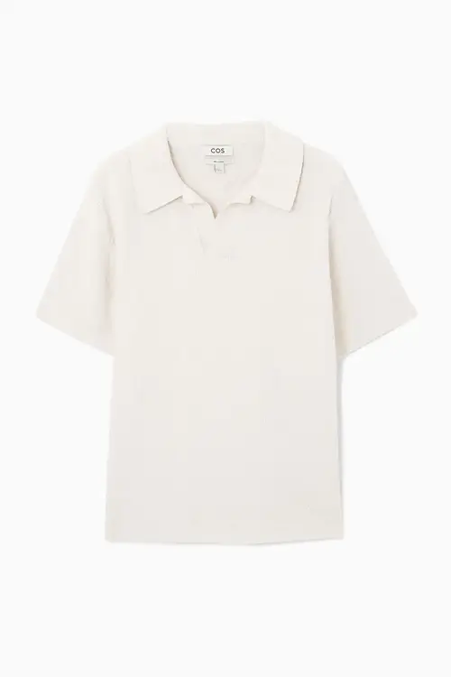 RELAXED BOUCLÉ-KNIT COTTON POLO SHIRT