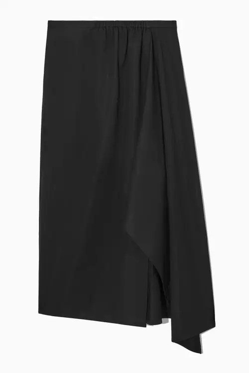 ASYMMETRIC MIDI WRAP SKIRT