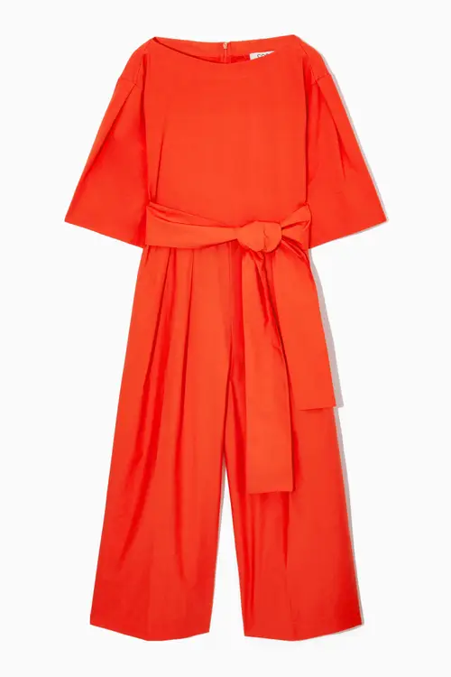 BELTED WIDE-LEG JUMPSUIT