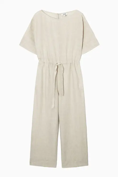 DRAWSTRING-WAIST LINEN JUMPSUIT