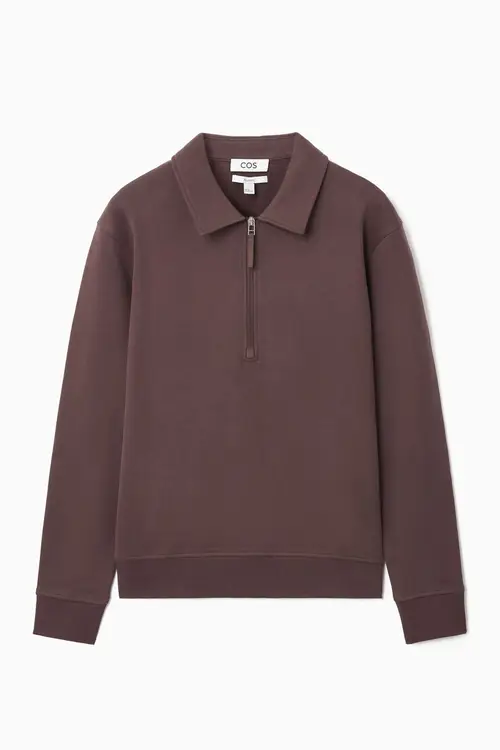 COLLARED HALF-ZIP SWEATSHIRT