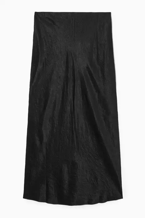 CRINKLED-SATIN MAXI SKIRT