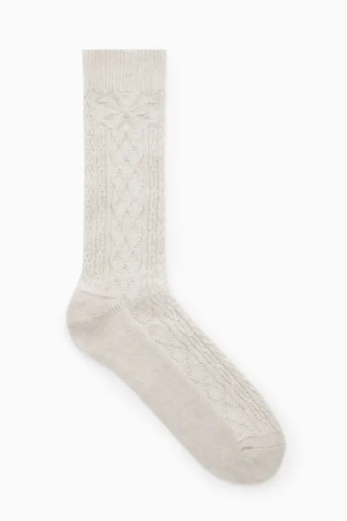 ARGYLE CABLE-KNIT SOCKS