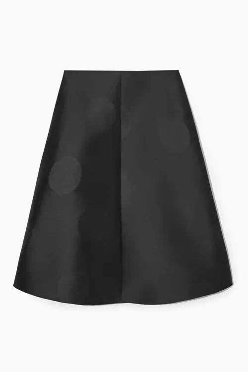 POLKA-DOT TAFFETA MIDI SKIRT