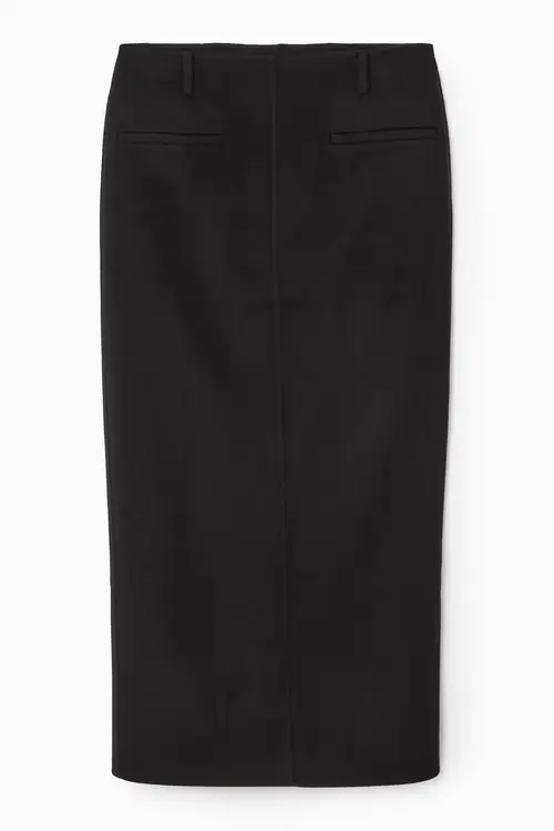 DOUBLE-FACED WOOL COLUMN MAXI SKIRT