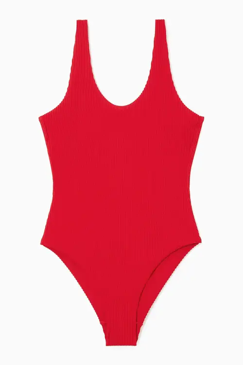 SCOOP-NECK RIBBED SWIMSUIT