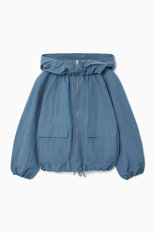 TECHNICAL LINEN-BLEND HOODED JACKET