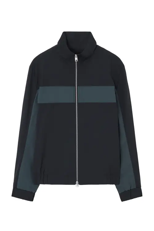 COLOUR-BLOCK FUNNEL-NECK JACKET