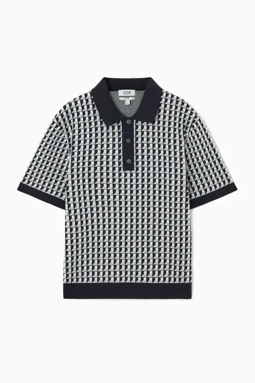 GEOMETRIC-JACQUARD POLO SHIRT