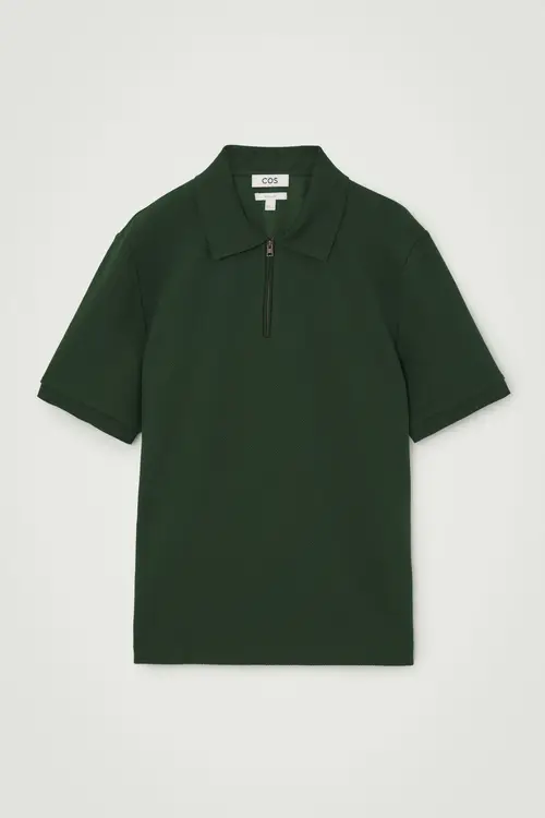 SHORT-SLEEVED ZIP-UP POLO SHIRT