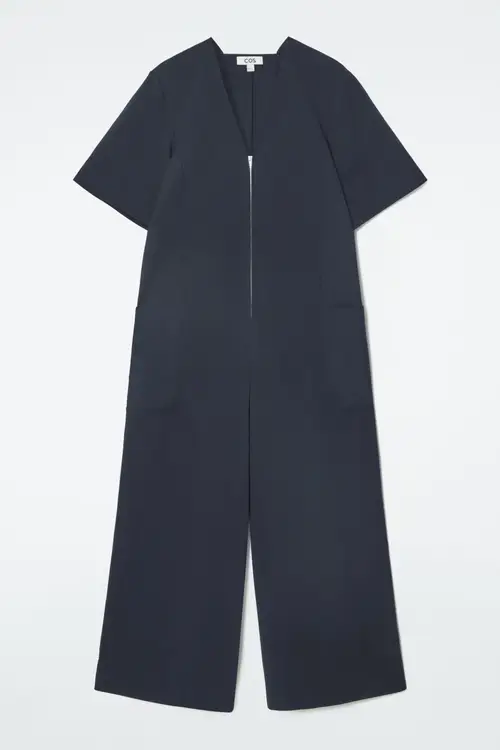 PANELLED V-NECK JUMPSUIT