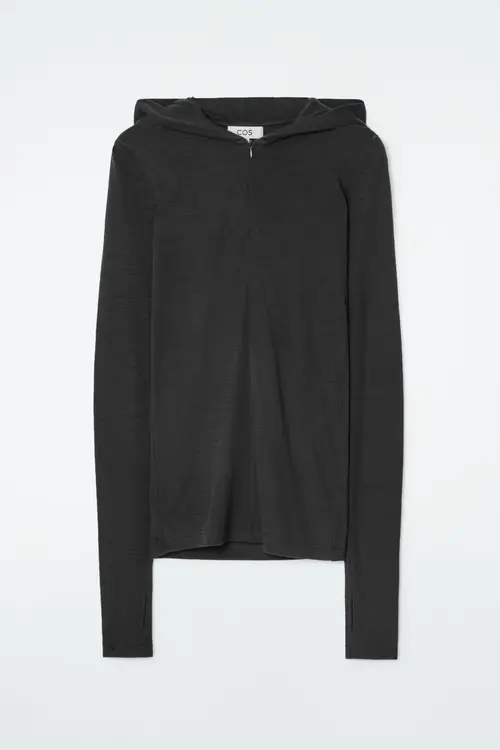 SLIM HALF-ZIP WOOL HOODIE