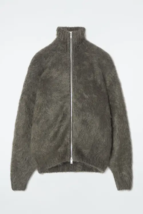 THE BRUSHED-MOHAIR ZIP-UP JACKET