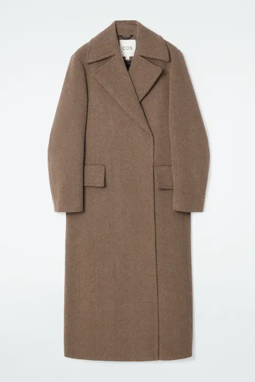 TAILORED HERRINGBONE WOOL COAT