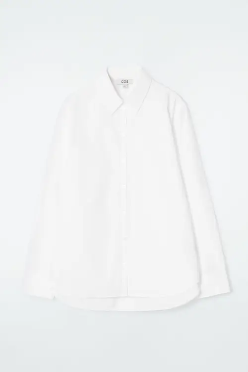 CURVED-HEM COTTON SHIRT