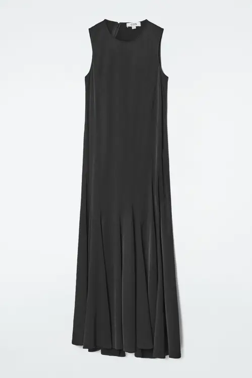 ASYMMETRIC TWIST-PANEL MIDI DRESS