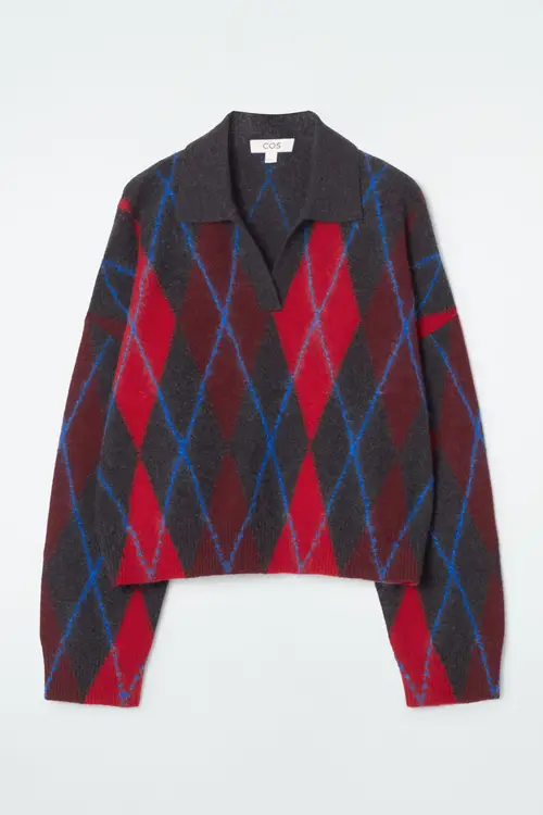 ARGYLE WOOL POLO JUMPER