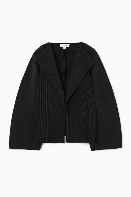 PLEATED OPEN-LAPEL JACKET